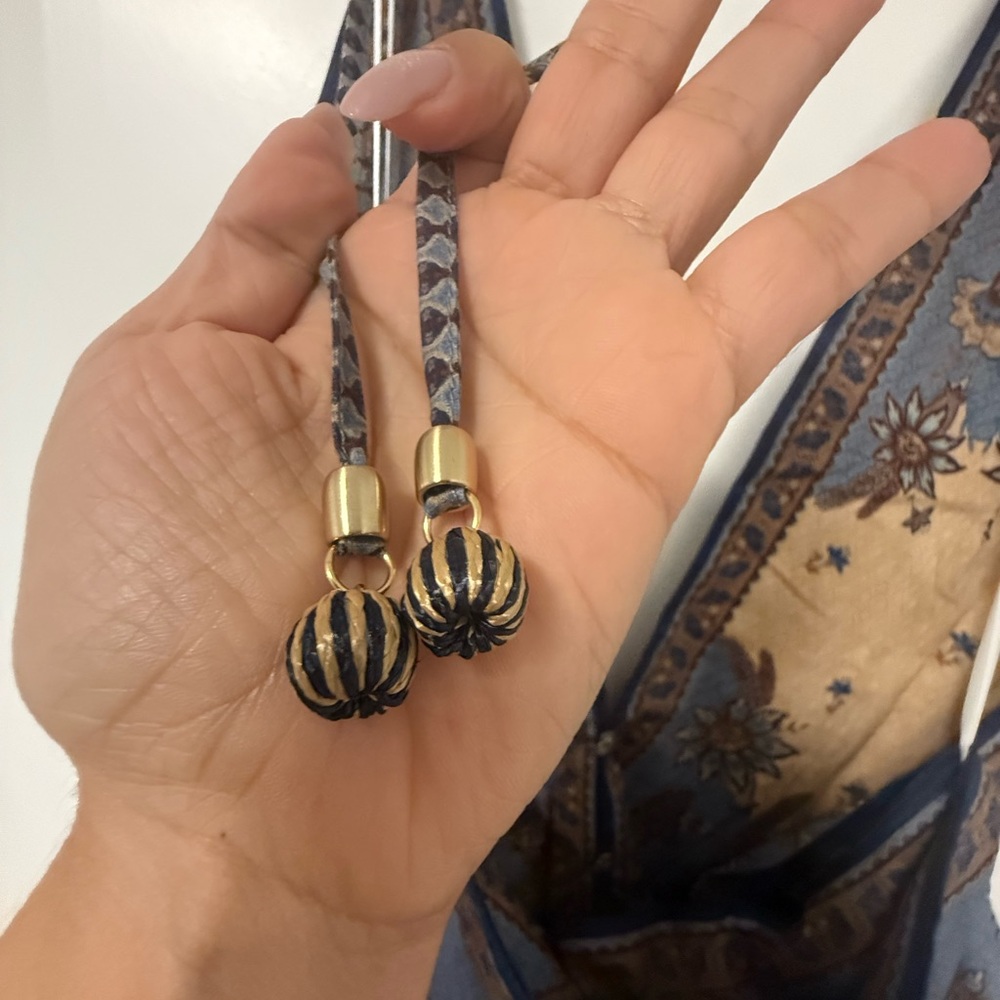 Blue and Cream Tiered Halter Maxi Dress for Wedding Guests - Picture 3 of 8